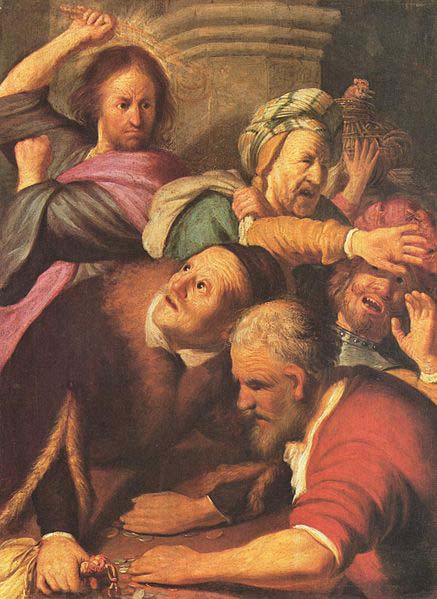 Christ driving the money-changers from the Temple.